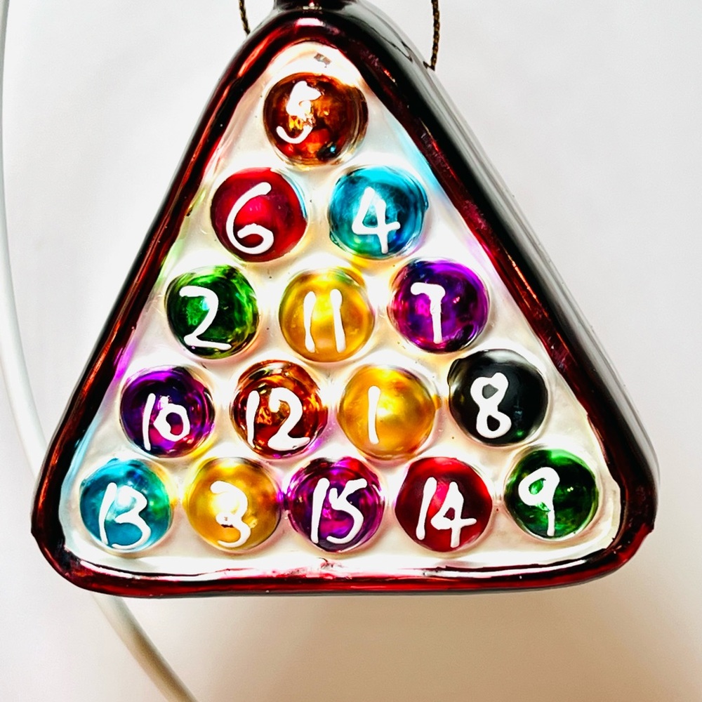 Rack of Billiard Balls Christmas Glass Ornament Pool Table Game Eight Ball